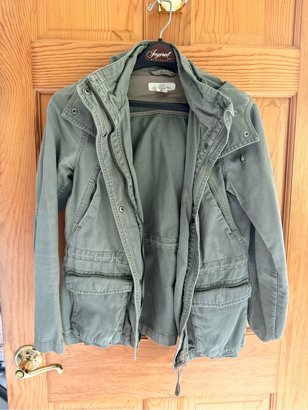 100% Cotton Utility Jacket - Olive Green w/ detachable hood